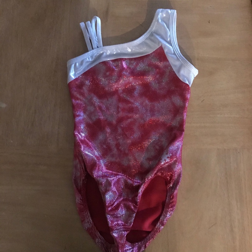 Snowflake  Large Red/Silver Gymnastics Leotard